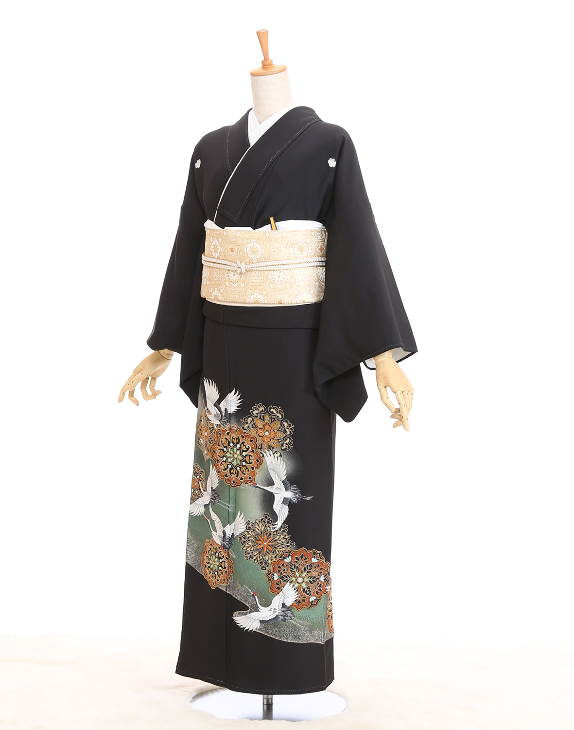 留袖 交織 Mサイズ／ TM-M-0246更紗王華文に鶴｜ル・クローゼット