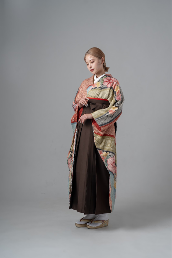 総絞り 袴0045 総絞り吉兆花模様 袴：茶｜ル・クローゼット